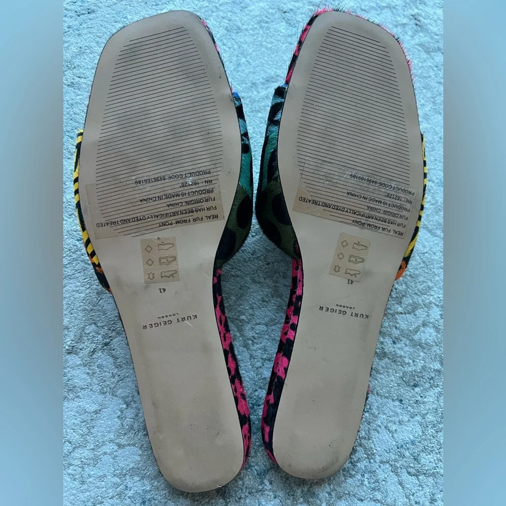 Kurt Geiger London Pony Fur Statement Mules Multicolor Eagle Women’s Size 10